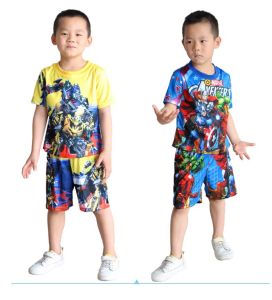 เสื้อผ้าเด็กผู้ชาย ชุดเด็กผู้ชาย ชุดซุปเปอร์ฮีโร่ ลายฮีโร่ ผ้ามัม แขนสั้น ขาสั้น PM868