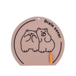KJ57K Polar bear Floor Drain Cover Cartoon Pattern PVC Sink Drain Cover Cute Insect-Proof Sink Strainer Kitchen