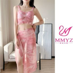 Che bụng thiết kế đồ bơi họa tiết kẻ Bikini nữ ba mảnh phù hợp với kỳ nghỉ bên bờ biển bảo thủ che bụng thon gọn nhìn Bikini suối nước nóng