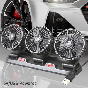 Car Strong Triple Fan 360° Air Conditioning Cooler Desktop USB Mini Fan with Packing 5V USB Fan Air Cooling Fan 2 Speed Wind For Car Van Truck Kipas Kereta Home 风扇