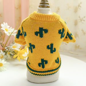 Pet Clothes Autumn and Winter Cute Printed Cactus Sweater Puppy Cat Dog Home Shirt