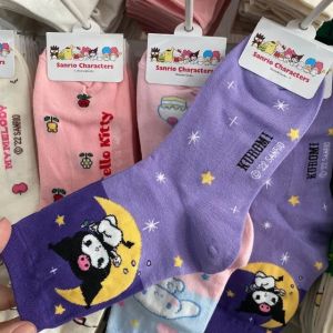 Kawaii Sanrio Cinnamoroll My Melody Kuromi Plush Anime Sports Sock Cute Breathable Cotton Socks Birthday Gift for Girls