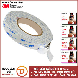 Băng keo 2 mặt chịu nhiệt dán linh kiện điện tử dài 50m 3M 9448A - nhiều kích thước cắt theo yêu cầu có VAT siêu mỏng bám chắc thẩm mỹ