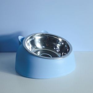 Elevated Feeder Bowl Stainless Steel Non Slip 15° Tilt Anti Spill Cat Dog Food Water Dish Easy Clean  Bekas Makan Kucing
