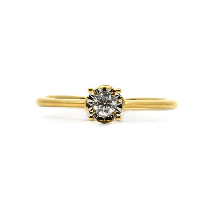 18K Italian Made Yellow Gold Lady Ring with Diamonds | Lazada PH