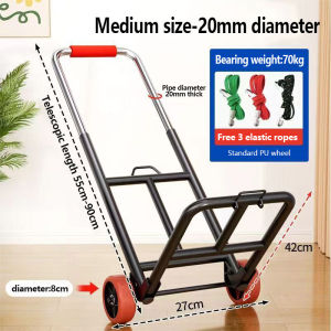 Folding Trolley Hand Truck Telescoping Handle Portable Trolley Cart for Travelers Sturdy Steel Frame 150KG Load Capacity 360° Rotating Wheels for Moving Warehouse Delivery Office Use