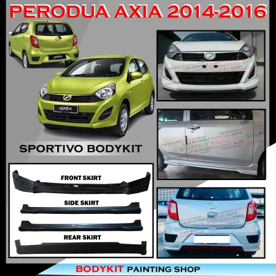 PERODUA AXIA 2014-2016 SPORTIVO STYLE FULLSET SKIRTING (FRONT SKIRT SIDE SKIRT REAR SKIRT)-MATERIAL FIBER BODYKIT