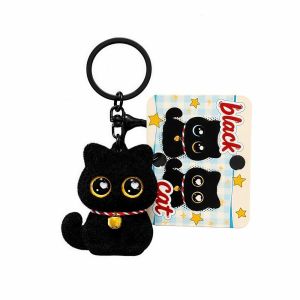 OWMXZL Vật liệu được tạo hình bằng phương pháp đổ khuôn Móc khóa hình mèo Đen Mini  dây trang trí túi xách Sành điệu Nhẹ  dây chuyền ba lô Phụ kiện trang trí túi xách