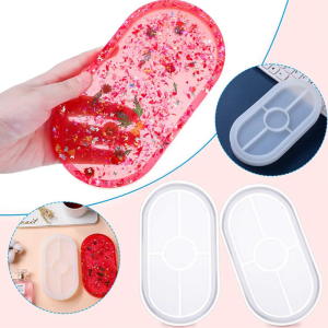 DIY Oval Tray Coaster Epoxy Resin Mold Oval Plate Dish Cup Mat Silicone Mould DIY Crafts Holder Organizer Mold