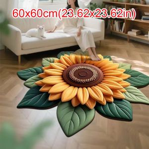 VERMILL Special-shaped Sunflower Carpet Non-slip Soft Sunflower Mat Durable 60x60cm Blanket for Living Room Tea Table Bedside