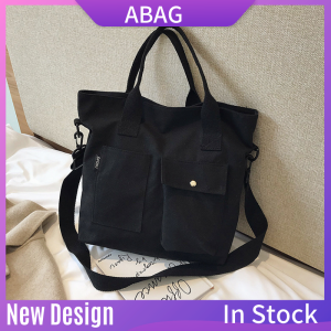 Canvas Big Bag Womens Bag New 2023  Korean Style Student Class Hand-Held Tote Canvas Bag Shoulder Messenger Bag