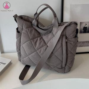 33[Fashion Park]{New}Women Quilted Tote Bag Large Capacity Puffer Hobo Handbag Soft Fluffy Crossbody Bag Padded Shoulder Bag Commuting Bag