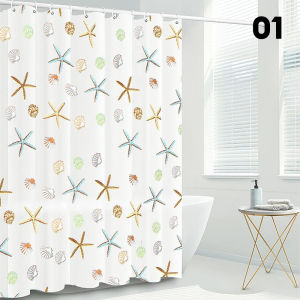 ผ้าม่านฝักบัวอาบน้ำ PEVA กันน้ำป้องกันเชื้อราหนาพร้อมตะขอม่านอาบน้ำ180X200ซม. ม่านอาบน้ำ