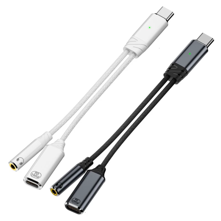 Chức năng kép pd100w Bộ chuyển đổi sạc dây 3.5mm Cáp âm thanh cho các ...