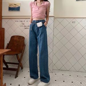 KF Baggy Jeans Boyfriend Jeans Loose High waist Straight Wide leg pants