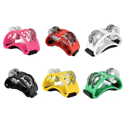 【QIA】-Powerful Sound Foot Tambourine Adjustable Foot Tambourines with Musical Instrument for Performance Singing