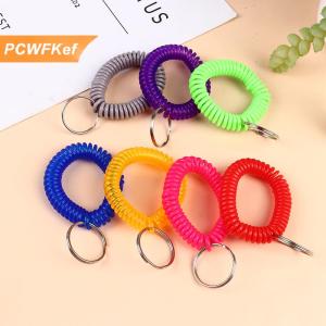 【PCWFKef】 10pcs đa năng co giãn dây đeo cổ tay keychain mùa xuân linh hoạt xoắn ốc đàn hồi ban nhạc vòng đeo tay vòng giữ chìa khóa cho phòng tắm hơi phòng tập thể dục thể thao ngoài trời tóc nhẫn