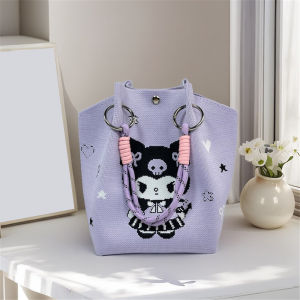 B.LIVEM 【สต็อกท้องถิ่น】กระเป๋าถือสัตว์ขนาดเล็กถุงถักลูกแมวน่ารักกระเป๋าเบนโตะสุภาพสตรีกระเป๋าโทรศัพท์ถักการ์ตูนกระเป๋าถือความจุขนาดใหญ่สำหรับสุภาพสตรี
