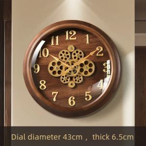 Sacesr Retro Gear Mechanical Wall Clock Living Room Luxury Wall Clocks Bedroom Silent Watch Nordic Interior Unique Aesthetic Decoration 5B8Q6