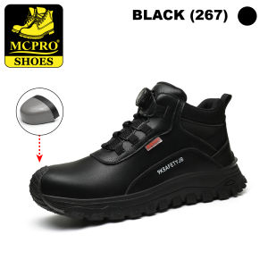 SAFETY SHOES microfiber leather 6KV Anti-Smash Anti-Puncture insulation boots wear-resistant water-proof breathable and comfortable rotating button protection work shoes - 267 (BROWN / BLACK)