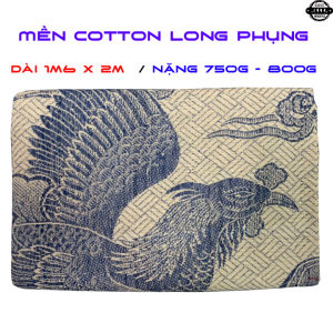 Combo 2 mền chỉ cotton con công xanh dương 1m5 x 2m nặng 700g - 800g