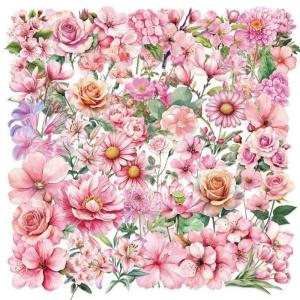50 Sheets Lovely Decorative Sticker Decal Laptop Sticker Flower Sticker Adhesive Sticker for Scrapbooking