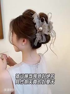 Gentle Lace Bow Mesh Claw 2026 New Large Shark Clip With A High-End Feel For Thick Hair Accessory2026