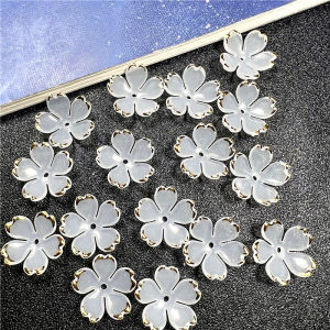 Minwen 50Pcs New 19MM Acrylic Cherry Blossoms Flower Beads Petals Charm Connectors Diy Earrings Hair Jewelry Making Resin Acessories