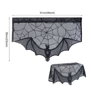 【Free Shipping】Halloween Spiderweb Tablecloth Black Lace Table Runner Cloth Cover Cobweb Fireplace Mantel Scarf Halloween Party Decor Supplies