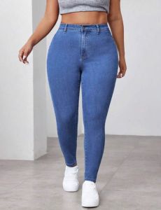 Womens Solid Color Skinny Simple Fashion Casual Denim Pants High Waist Fit Everyday Scene