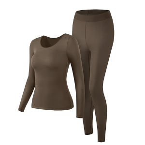 🇲🇾STOK KL (SET) FELLO Women Ultra Thin Plus Size Heating Hyaluronic Acid Thermal Autumn Winter Innerwear Warm Basic Shirt Keep Warm