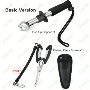 PANDA Alat penjepit bibir mulut ikan Multifungsi umpan pancing tang baja Alat penjepit mulut ikanTang kail pancing Fish Lip Gripper Kit / Fishing Lure Pliers Fishing Pliers Scissors Fish Lip Grip Kit [Stok & Pengiriman Cepat]