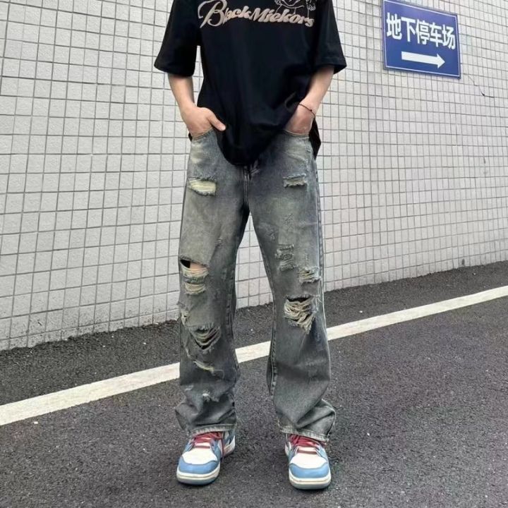 Y2K 2023 New jeans ins fashion Harajuku trend jeans men and women's styles  printed casual loose street hip hop black jeans women