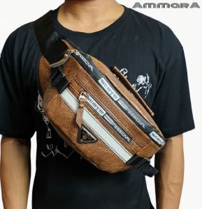 TAS SELEMPANG PRIA POLO AMSTAR Waistbag PU Leather