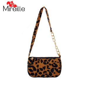 Fashion Leopard Pattern Chain Purse Vintage Street Plush Women Shoulder Bag