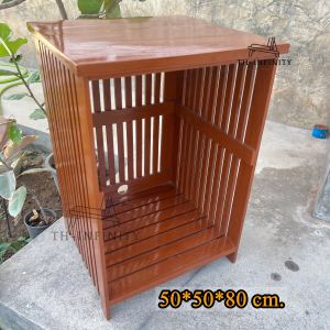 TH ชั้นวางตู้เย็น3 คิวไม้สัก 50*50 สูง 80 ซม. กว้าง*ลึก*สูง ชั้นวางตู้เย็นเล็ก ชั้นวางหลังสือ สีไม้เก่า