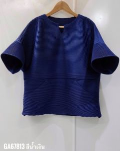 สีแดงมาใหม่!! 2MUAY รุ่น GA67813 เสื้ออัดพลีท THICK OPEN NECK LAYER PLEATED TOP 8 สี FREE SIZE
