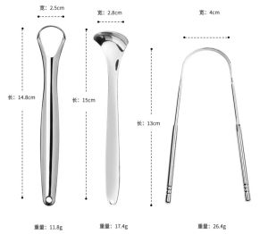 Stainless steel tongue scraper Tongue coating cleaner Tongue scraper plate tongue coating brush oral cleaning tool