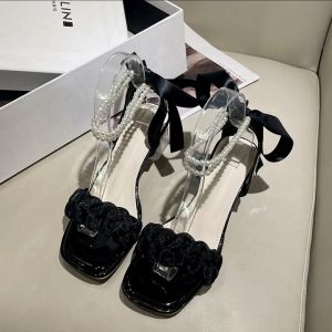 [พร้อมส่ง] One for all พร้อมส่งจากไทย สวยมากๆแม่‼️ รุ่น TX439 รองเท้าส้นสูง รัดส้น รองเท้าส้นแก้ว ผู้หญิง 2023 ใหม่ โปร่งใส ตกแต่งพวงมุก