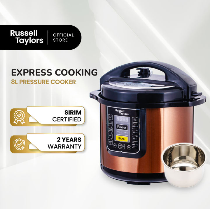 Russell Taylors 8L Electric Pressure Cooker PC-80 stainless steel pot ...