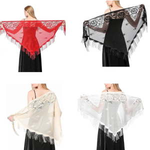 Woman Lace Wrap Tulle Shawl for Wedding Church Mantilla Breathable Shawl Wrap Wedding Mantilla Lace Shrug