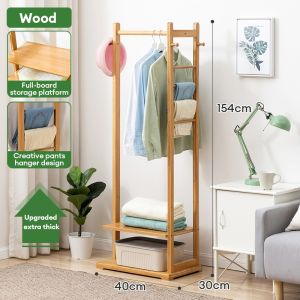 Bambooo Home Bamboo Clothes Rak Baju Rack Bedside Clothing Rack Hanging Stand Coat Hanger 架