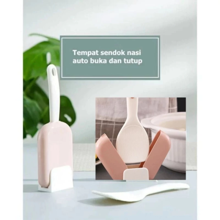 Scoop Rack Stand Up Rice Scoop Storage Rack Portable Rice Spoon Automatic Cover ...