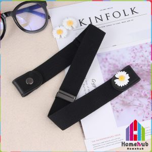 Homehub Fashion Nonporous Square Buckle Versatile Wild Leather Belt Canvas Material Invisible and Seamless Belt