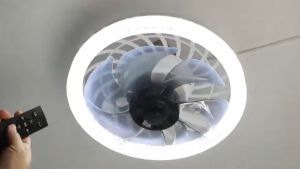 LED Ceiling Fan with Remote Control 4 Adjustable Wind Speed Light Crystal Ceiling Fan Flush Mount Fan for Bedroom Kitchen Bathroom