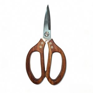 LINSBAYWU Non-Slip Wood Handle Kitchen Scissor Sharp Heavy Duty Ramen Scissor Unique Stainless Steel Barbecue Scissor Noodle