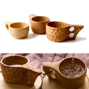 Dream Hunter 1 Pc Japanese Style Wood Coffee Mug Portable Rubber Wooden Tea Milk Cups with Hanging Rope Drinking Mugs Handmade Drinkware Teacup