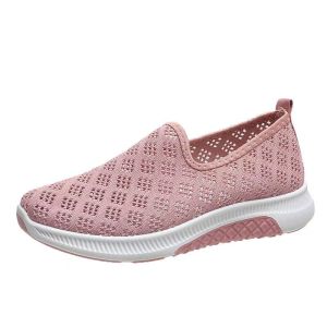 ZEEMIN Womens Mesh Hollow Out Casual Sports Shoes Summer New Soft Sole Non Slip Breathable Round Toe Slip On Elderly Walking Shoes