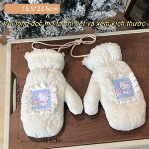 Quà Xmas tặng bạn nữ Bao tay lông style Hàn Quốc găng tay giữ ấm hình mèo kẻ sắc màu dễ thương