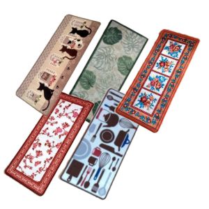 Keset Dapur Panjang Anti Slip Karpet Lantai 50x120 cm Motif Kitchen Monstera Kucing